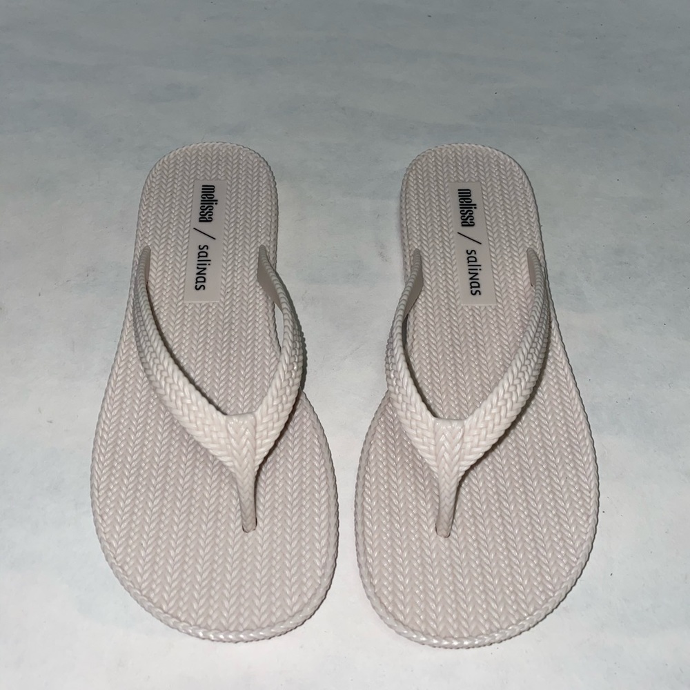 White Weaved Flip Flops